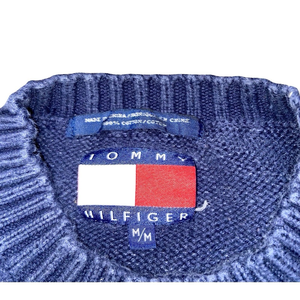 VTG Tommy Hilfiger Sweatshirt Size Medium Argyle Multicolor Cotton Knit Sweater - Picture 5 of 7
